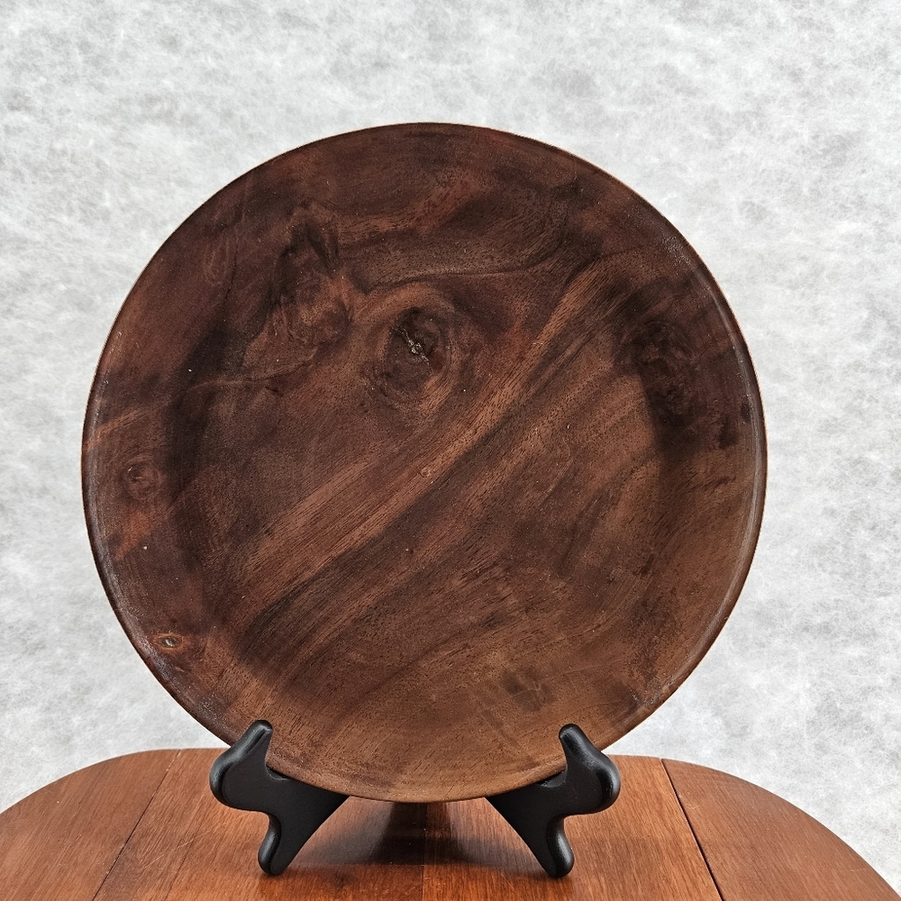 Hand Crafted 9" Round Myrtle Wood?? Plate/Trinket Dish‎ Vintage